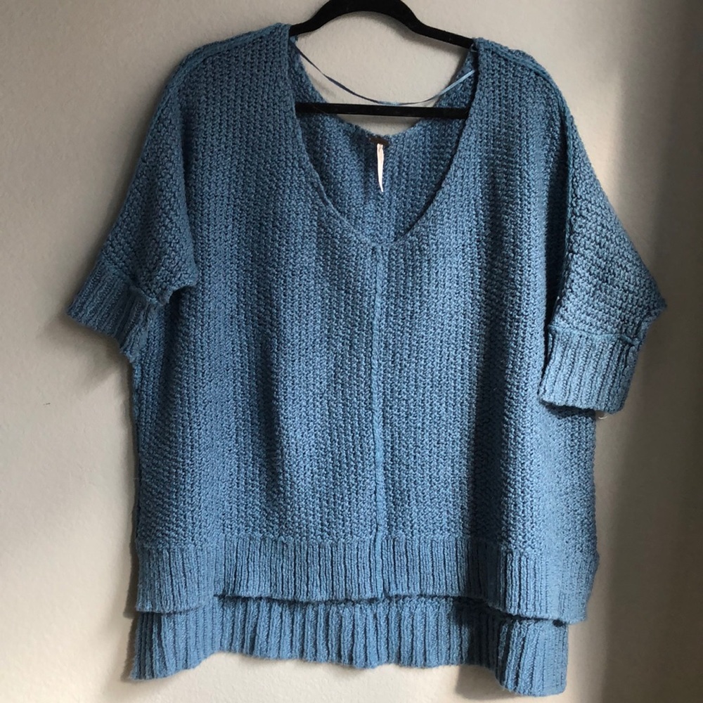 Free People dusty blue oversized sweater XS
